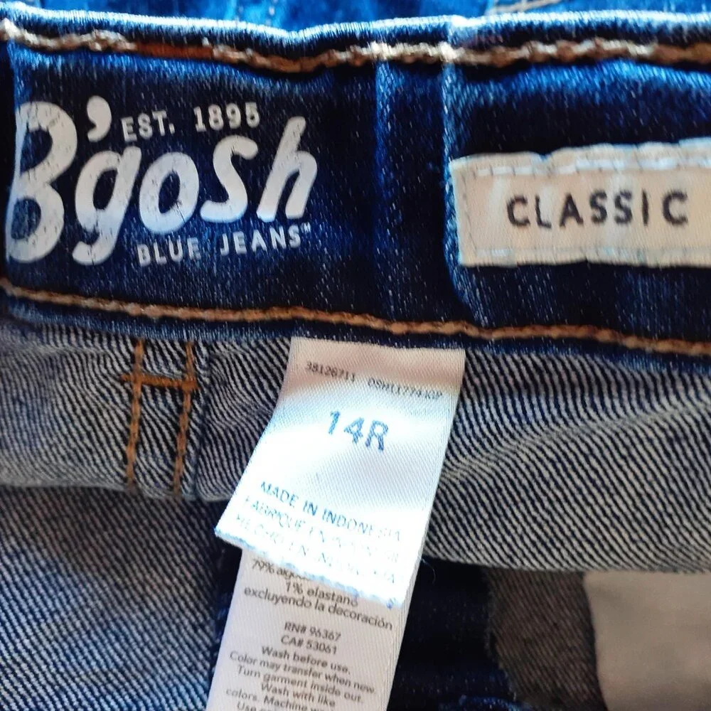 Oshkosh Boys Jeans Dark Wash Classic Adjustable Waist Size 14